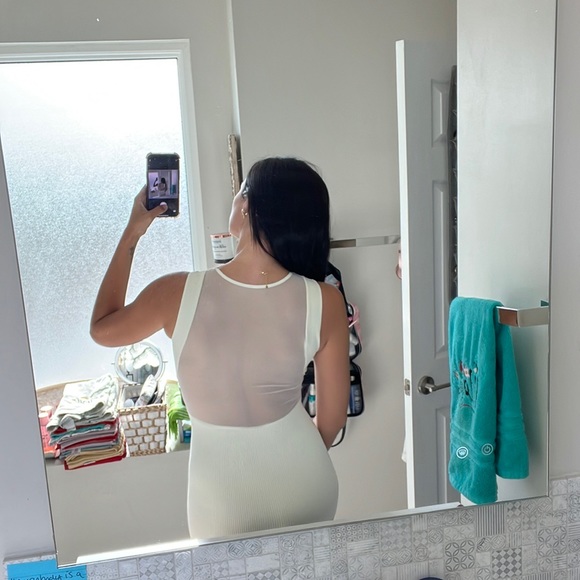 Free People Crème Mesh Panel Body Con Dress - Picture 7 of 7